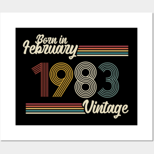 Vintage Born in February 1983 Posters and Art